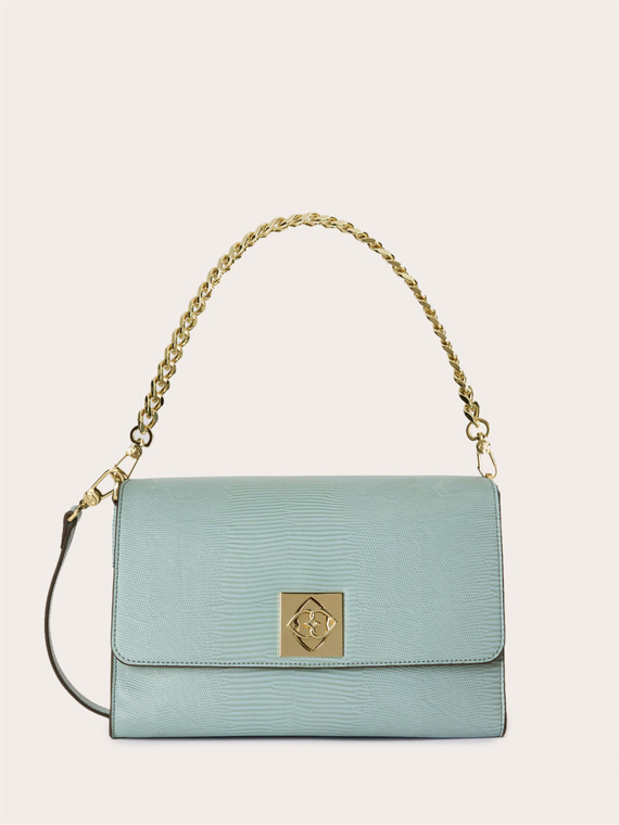 Sac bandouli&egrave;re avec cha&icirc;ne et fermoir tournant