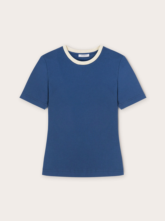 Ribbed T-shirt with lurex trim