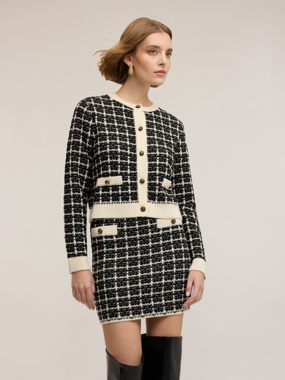 Cardigan in maglia check con bottoni
