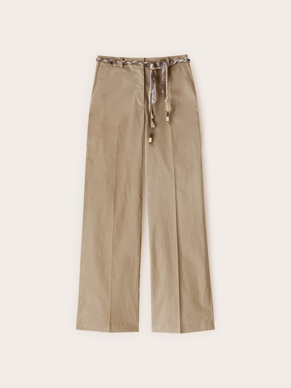 Pantaloni palazzo din bumbac cu curea