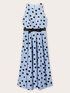 Polka dot patterned midi dress with bow image number 4