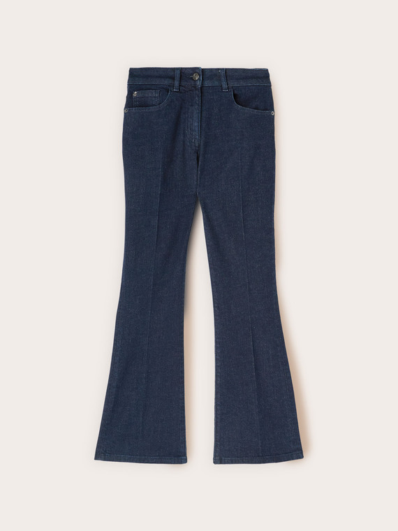 Kick flare jeans with pressed crease