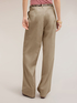 Wide-leg cotton trousers with belt image number 1