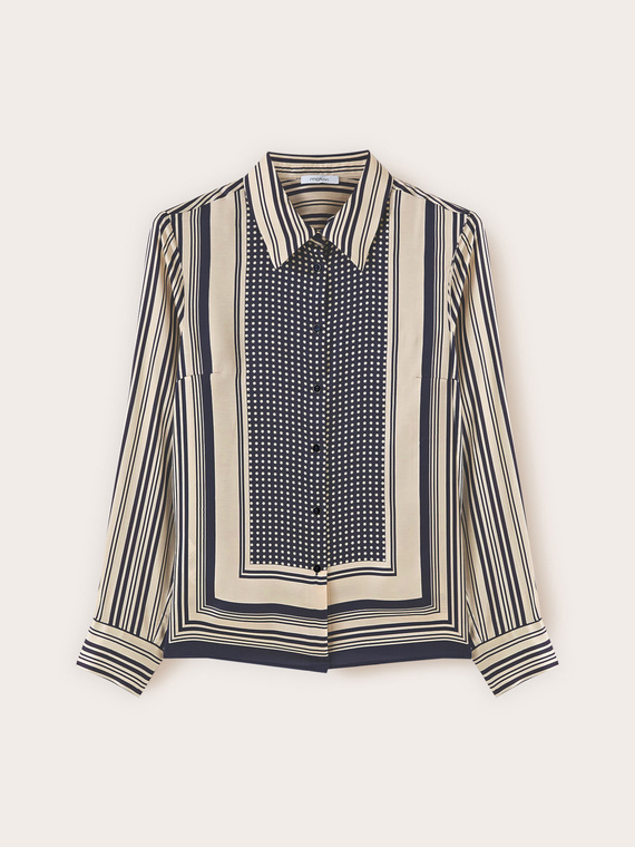Chemise en satin imprim&eacute; foulard