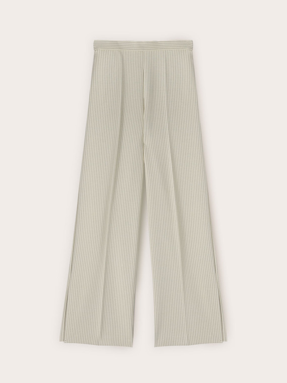 Palazzo-Hose aus gestreiftem Milano-Strick mit Schlitz