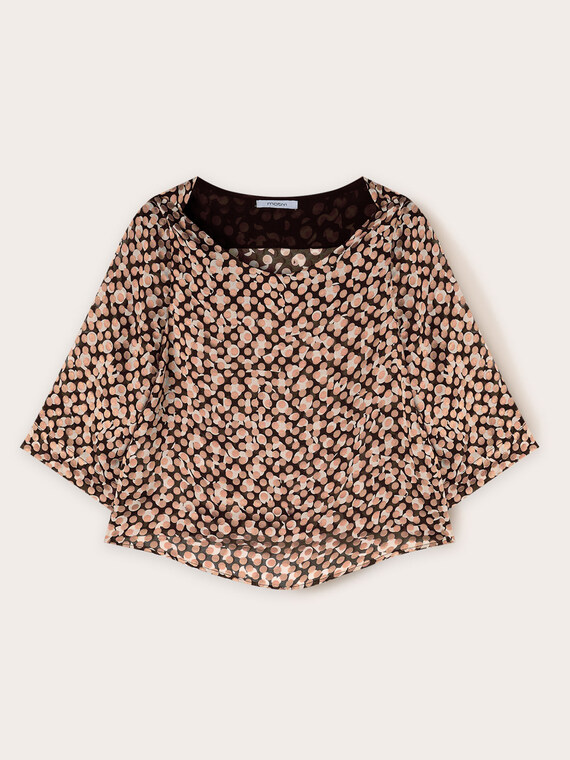 Blouse with devor&eacute; polka dot print