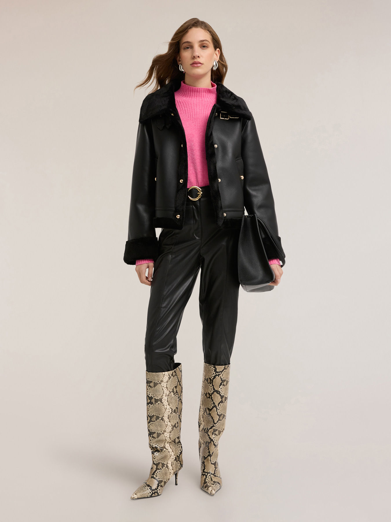 Jacke mit Shearling-Effekt und Kn&ouml;pfen image number 0