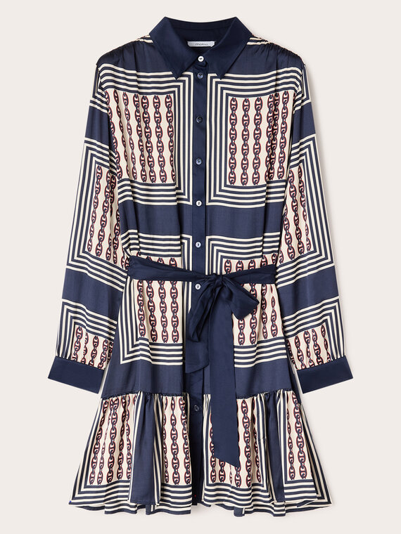 Robe chemisier en satin imprim&eacute;