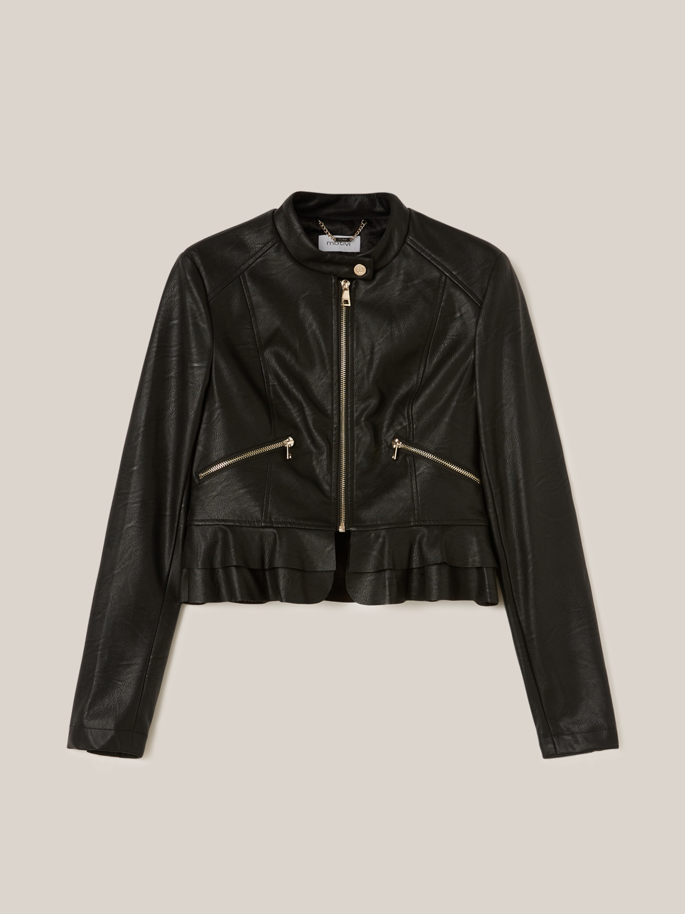 Faux leather peplum jacket image number 3