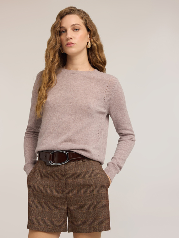 Jersey de cuello redondo en cashmere grueso