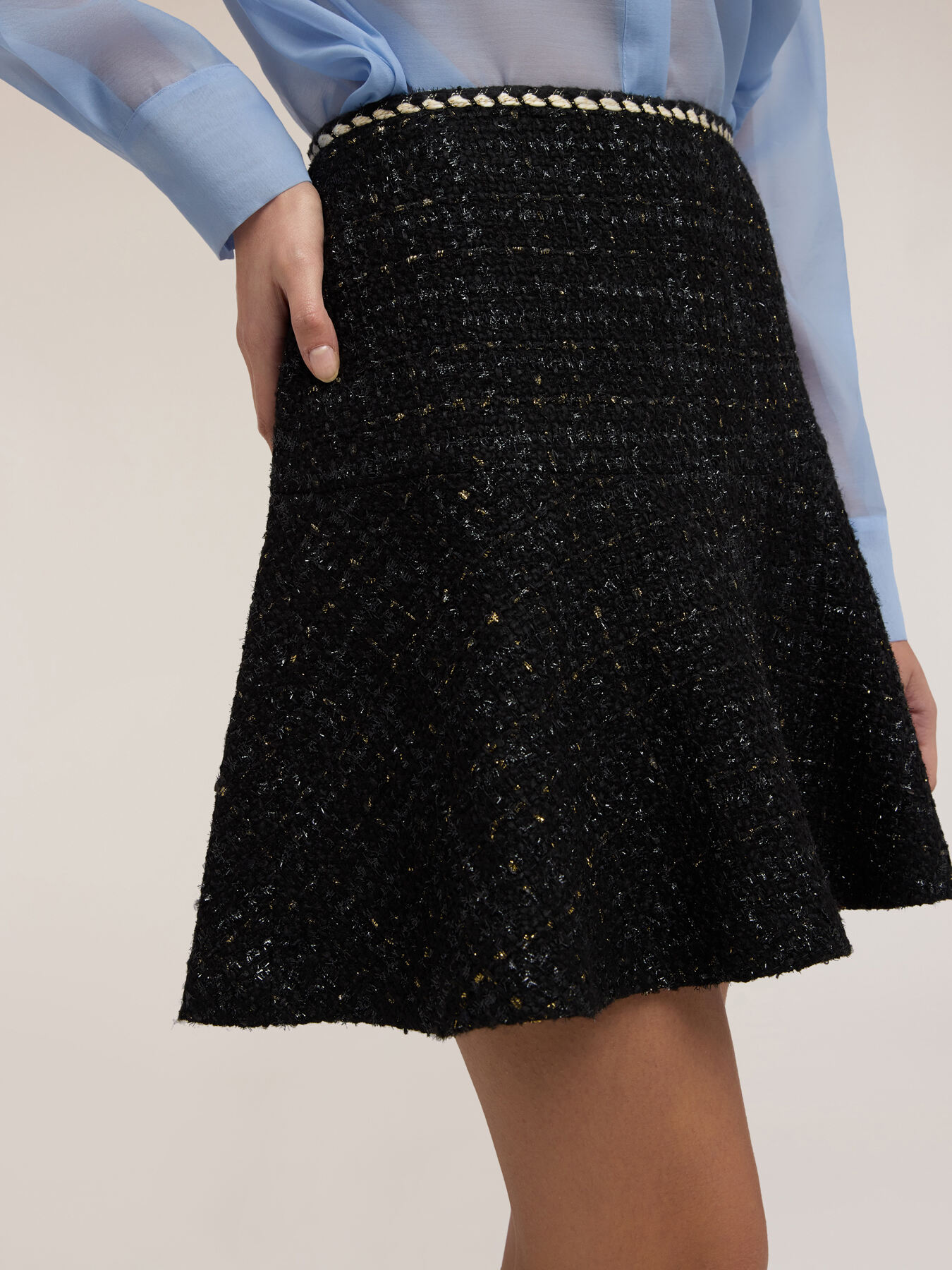 A-line mini skirt in bouclé fabric image number 3