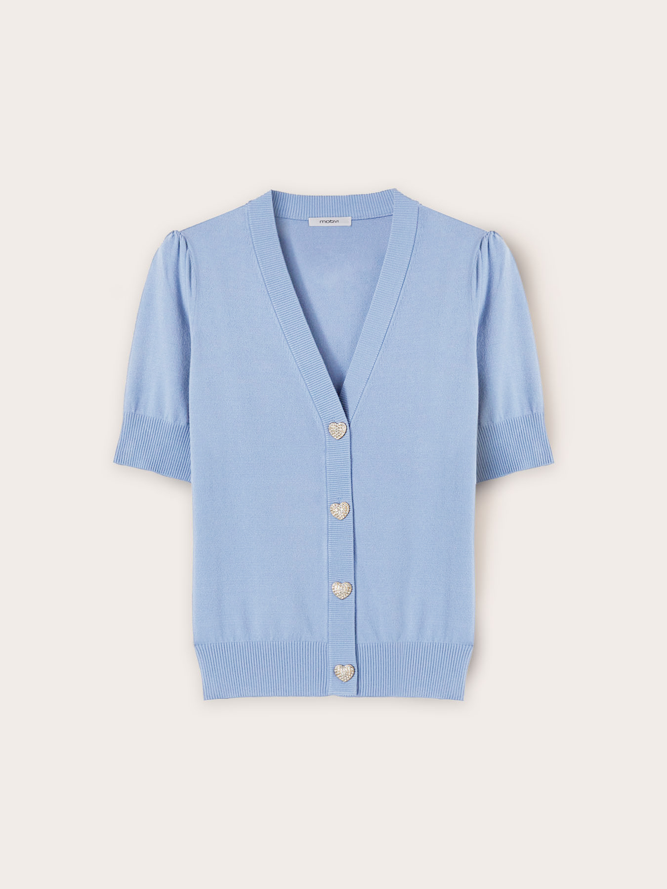 Short-sleeved cardigan with jewel buttons image number 4