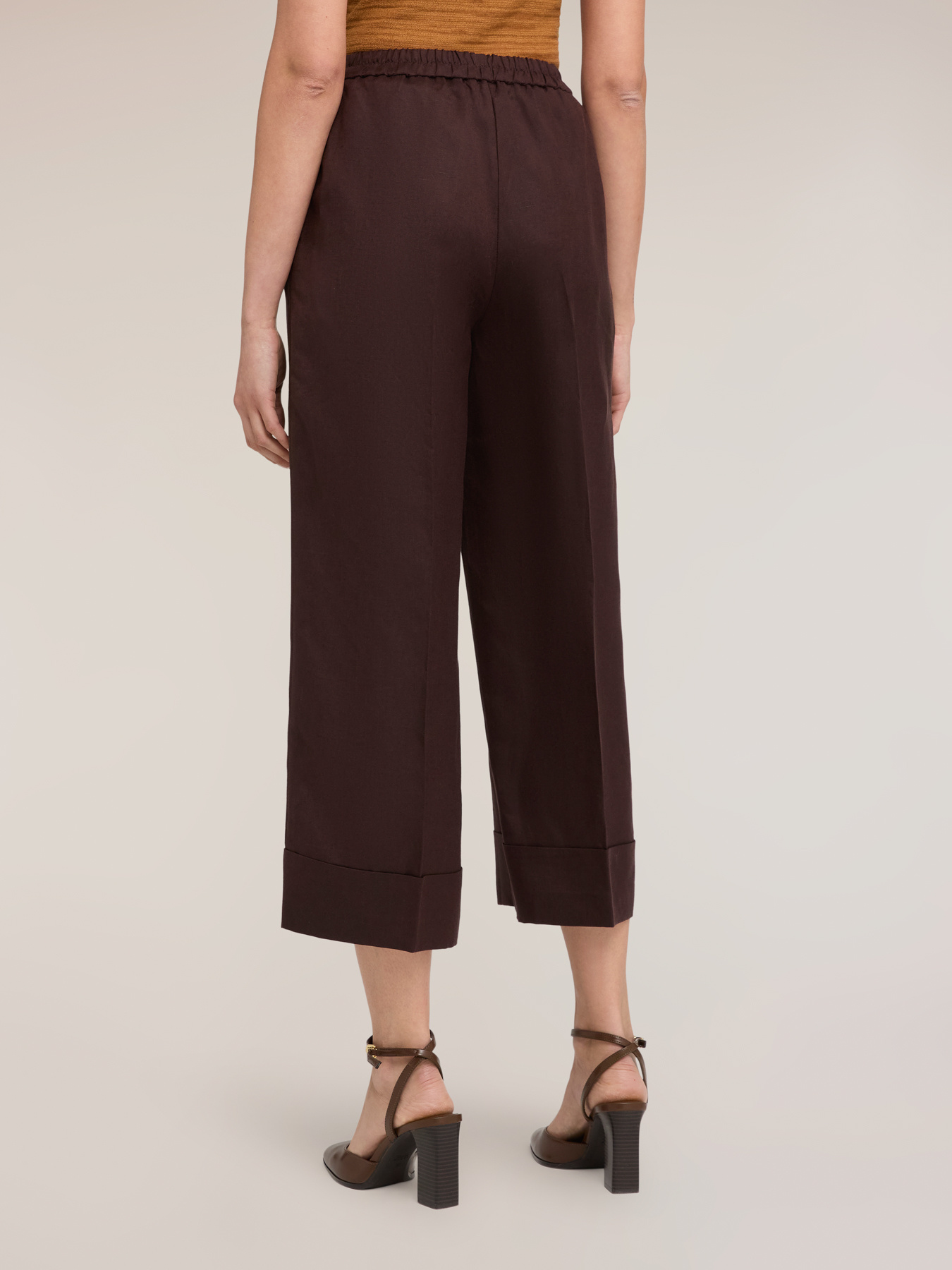 Pantalones cropped de mezcla de lino image number 1