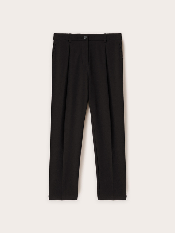 Regular fit trousers in crepe fabric