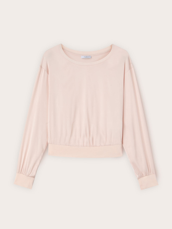 Crepe de chine blouse with boxy fit