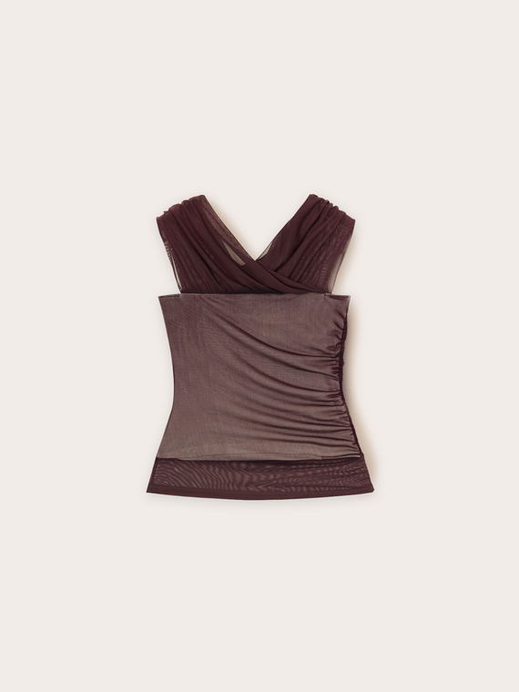 T-shirt con inserti in tulle