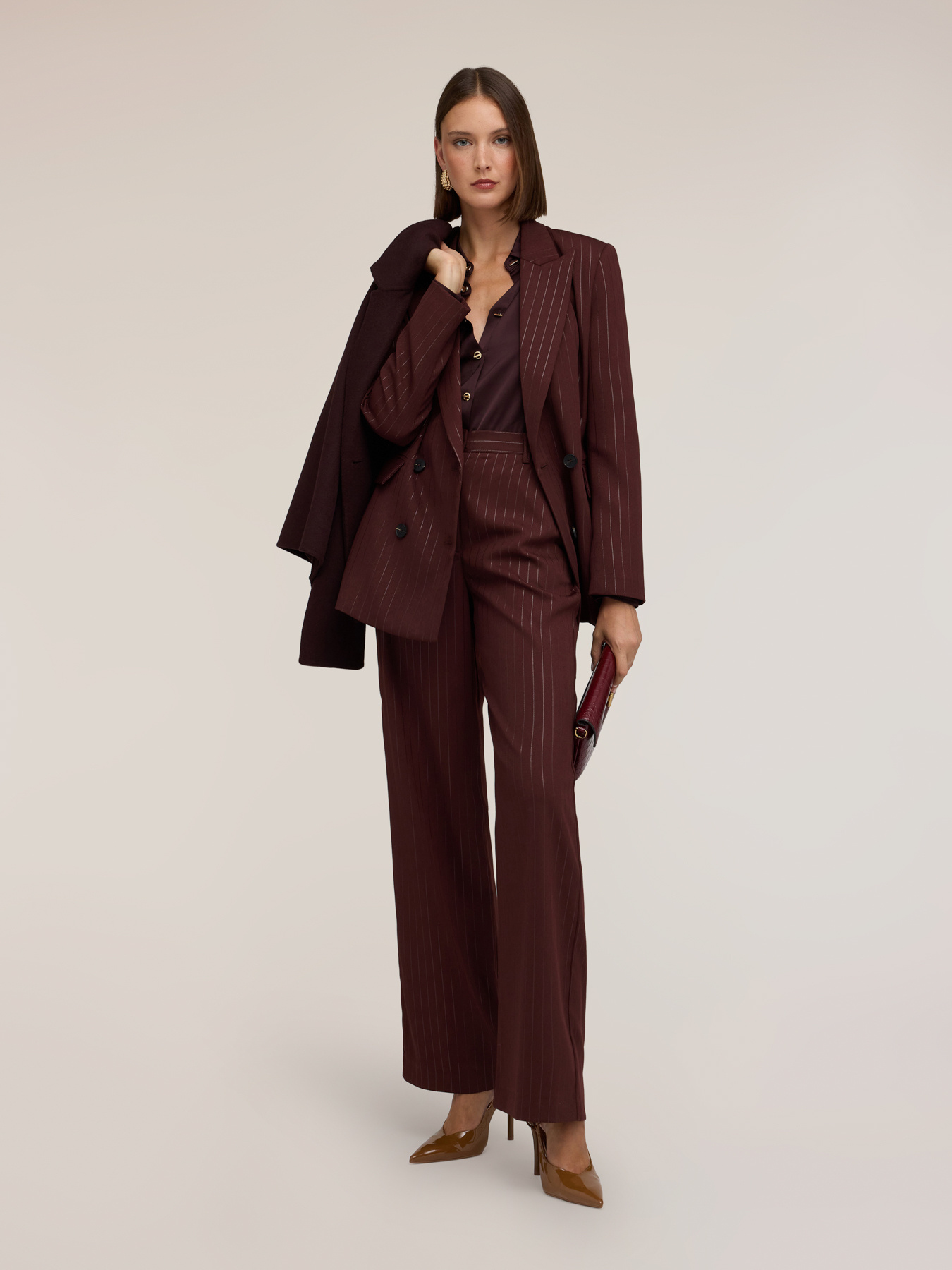Pinstripe blazer in fluid fabric image number 2