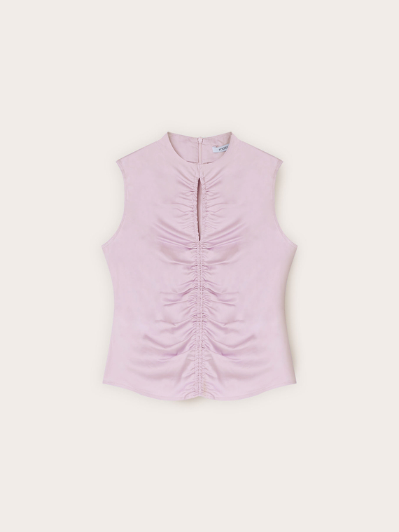 Bluse aus Satin mit Raffungen