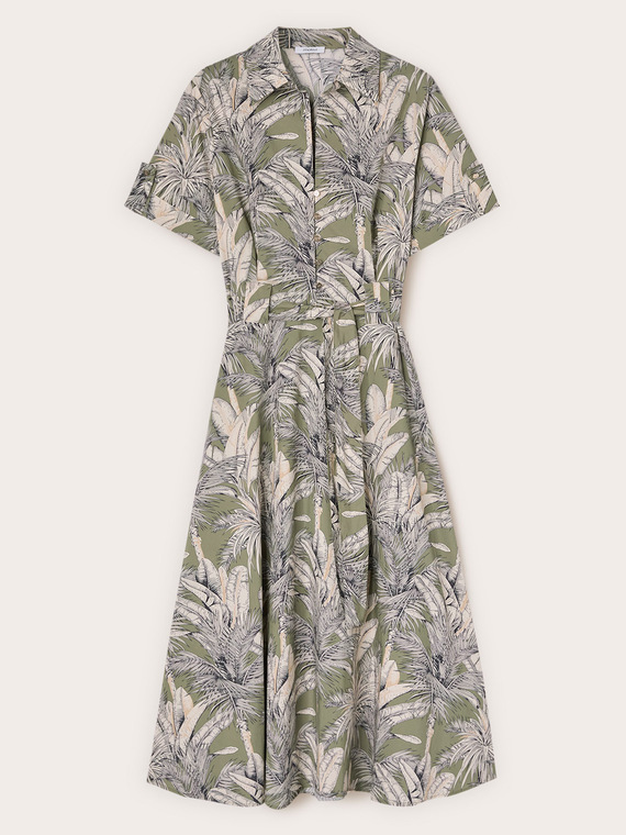 Poplin shirtdress with print