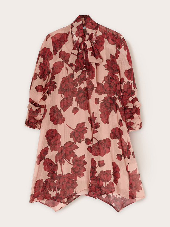 Floral dress in cr&ecirc;pe fabric