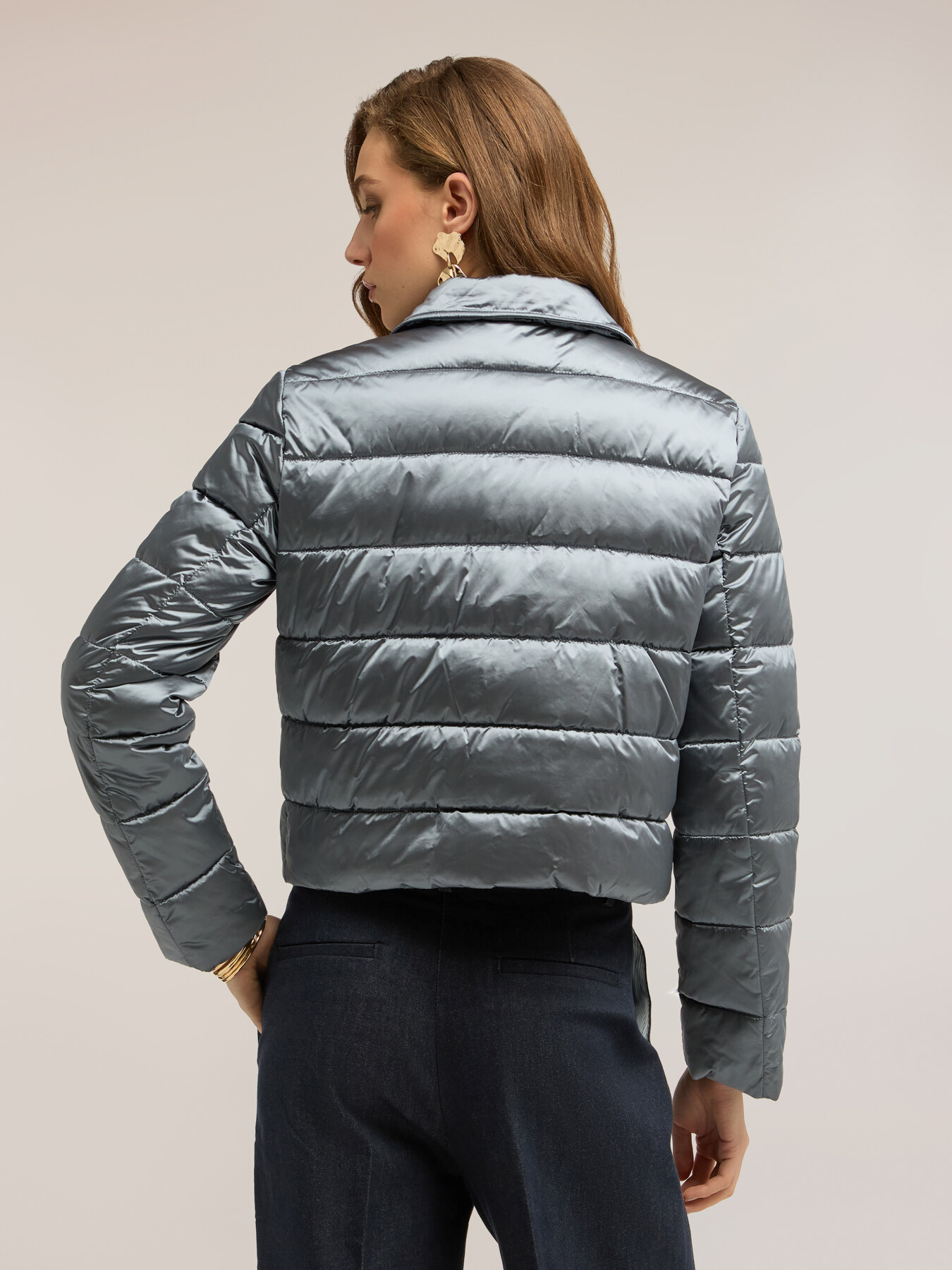 Short lightweight down jacket with jewel buttons image number 2