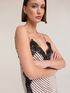 Striped viscose top with lace image number 2