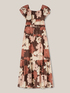 Rochie lungă cu volane cu imprimeu floral image number 3
