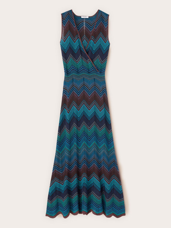 Vestito tubino lungo in maglia fine chevron