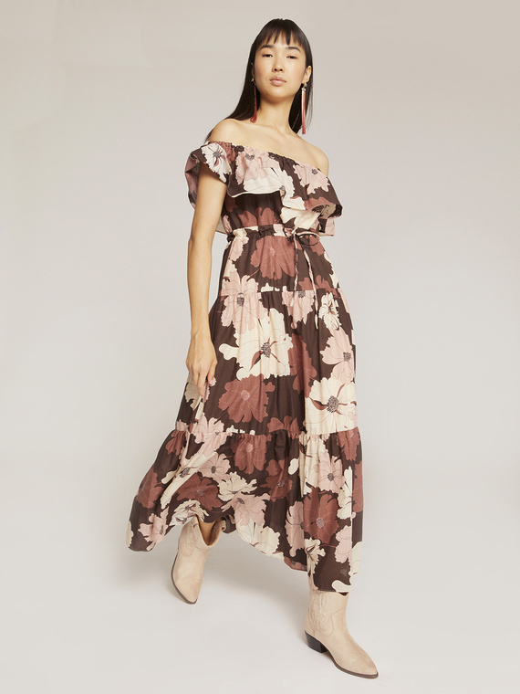 Motivi Vestito lungo a balze fantasia floreale Donna