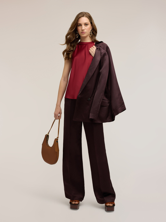Wide-leg trousers in linen blend