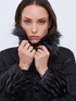 Dual fabric down jacket with faux fur trims image number 1