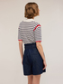 Striped crochet effect sweater with buttons image number 1