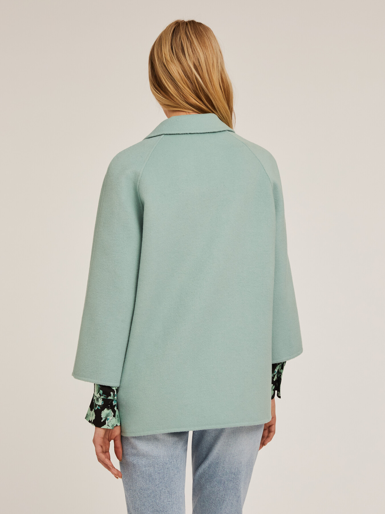 Manteau &agrave; double boutonnage en laine m&eacute;lang&eacute;e image number 1