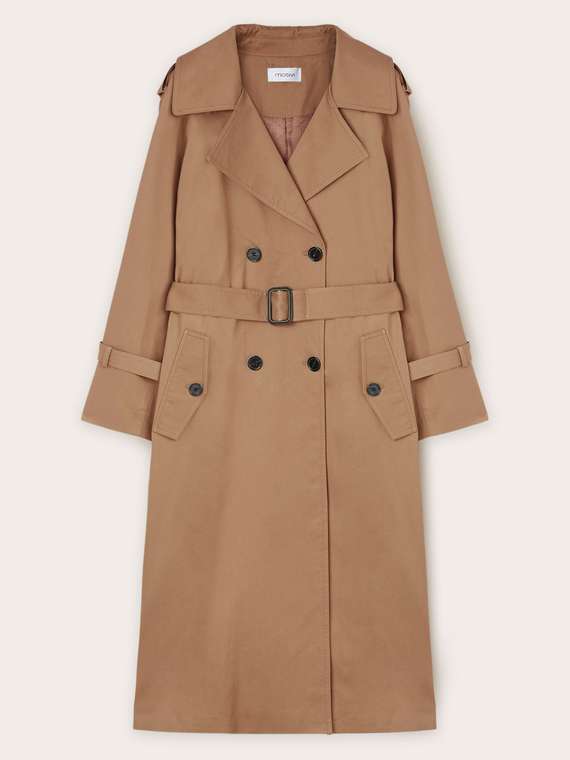 Zweireihiger Trenchcoat aus Lyocell-Gemisch