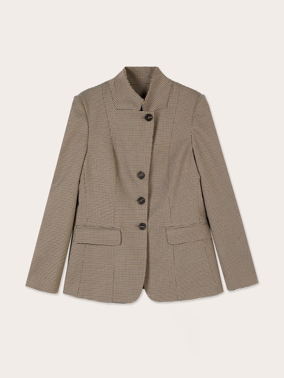 Structured high-neck check jacket