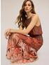 Rochie lungă din satin cu imprimeu tropical image number 3