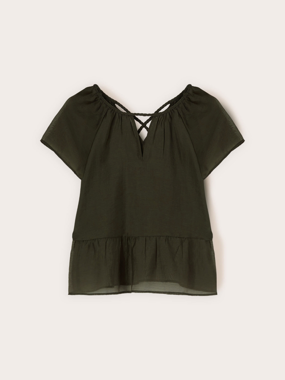 Bluse aus Musselin mit geflochtenen B&auml;ndern