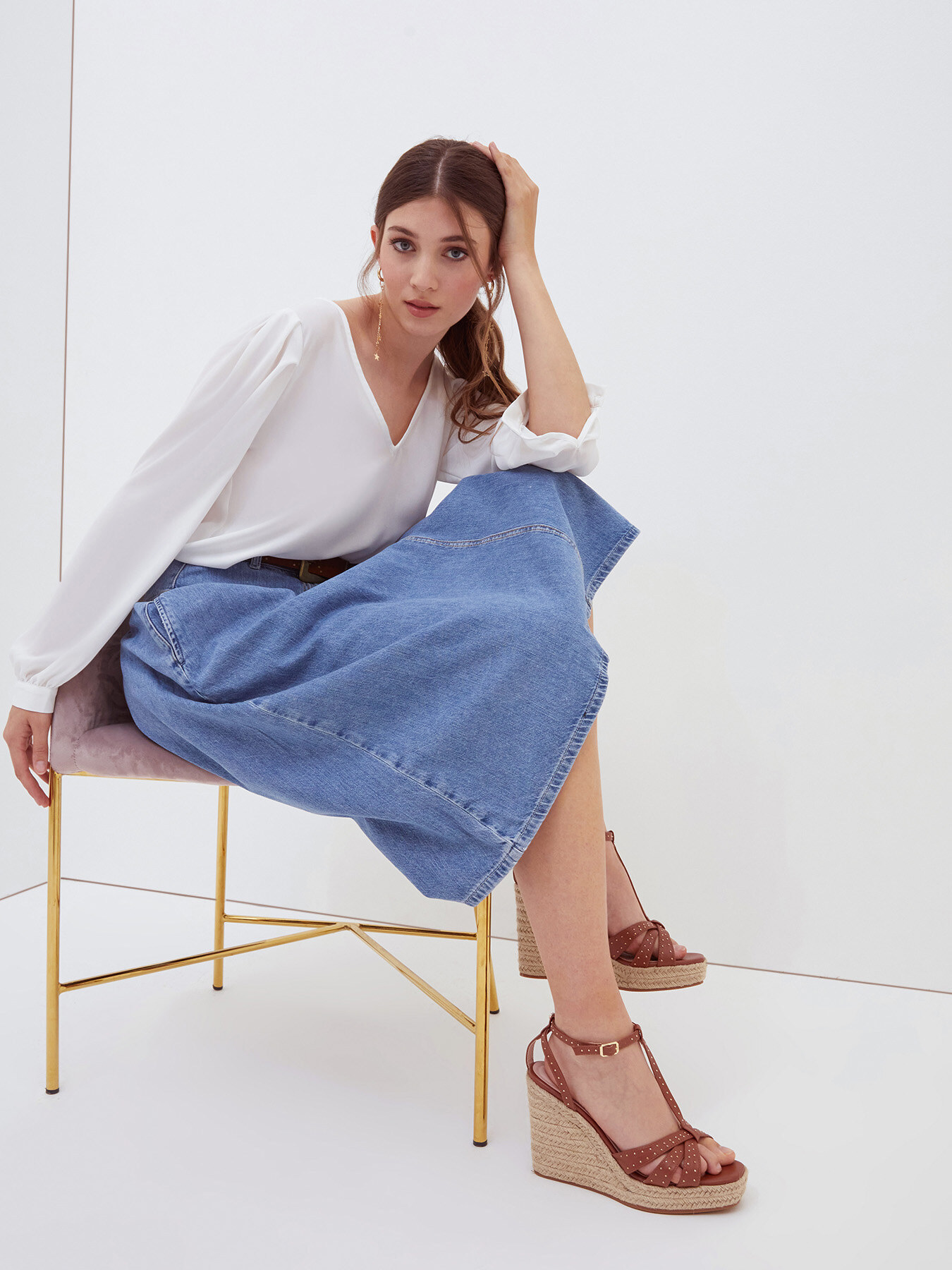 Gonna midi in denim image number 0