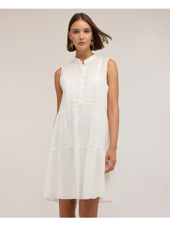 Hemdblusenkleid aus Voile mit Stehkragen