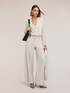 Cr&ecirc;pe de chine bodysuit shirt with crossover neckline image number 2