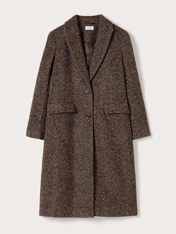 Yarn-dyed single-breasted coat