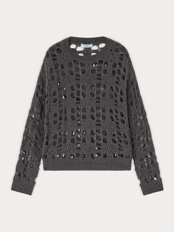 Openwork wool blend sweater