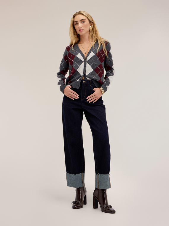 High-waisted cropped jeans with cuff