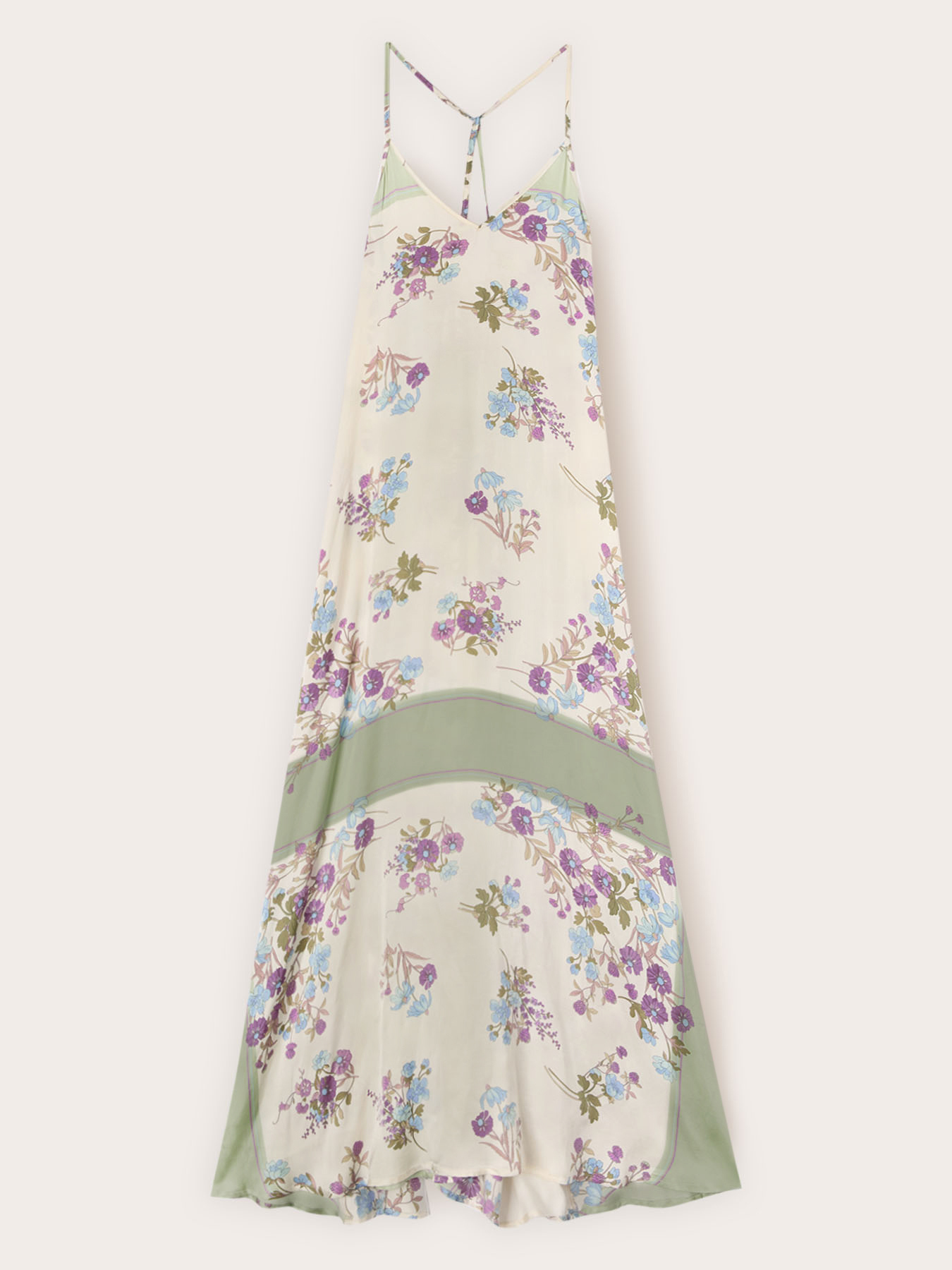 Long satin dress with print image number 4