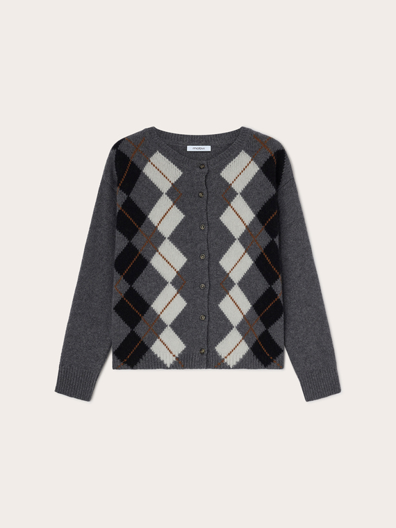 Cardigan aus Wollmischung mit Argyle-Muster