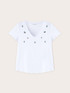 V-neck t-shirt with stone embroidery image number 3