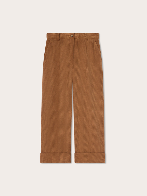 Pantaloni cropped din catifea reiată