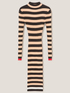 Striped pattern ribbed knit midi dress image number 4