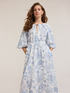 Long cotton dress with floral embroidery image number 3