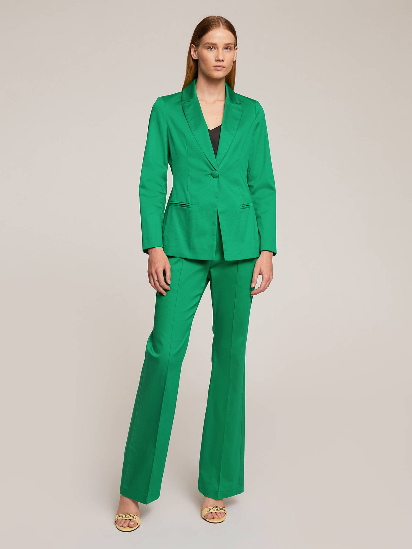 Flared satin solid colour trousers image number 0